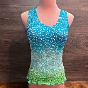 Chaudry KC Blue and Green Sequin Stretch Tank Top, Green/Blue. Size Medium. NWT!